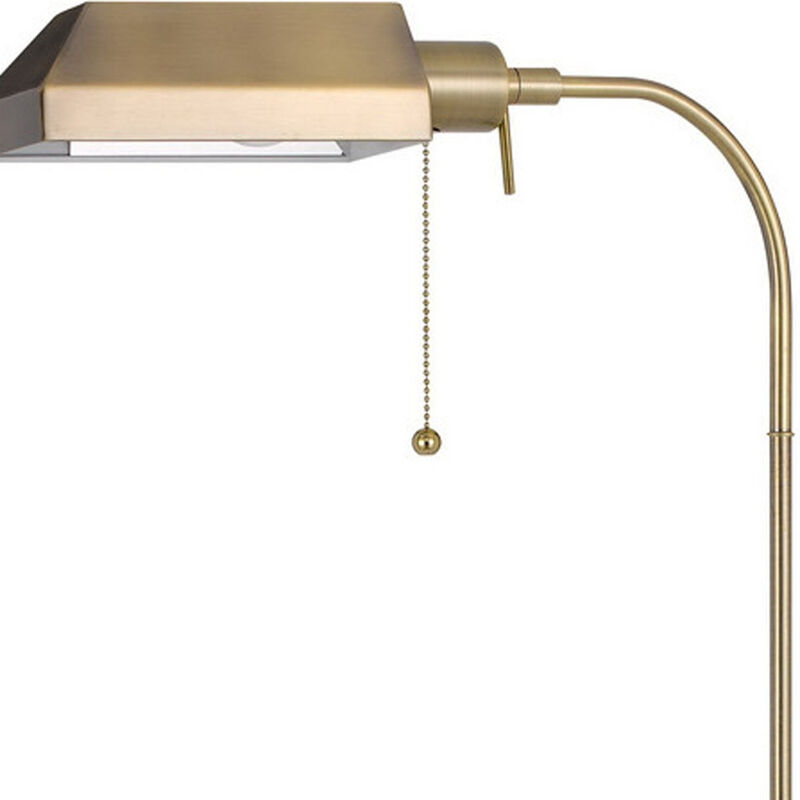 HomeRoots 57" Brass Adjustable Traditional Shaped Floor Lamp With Bronze Square Shade image number 3