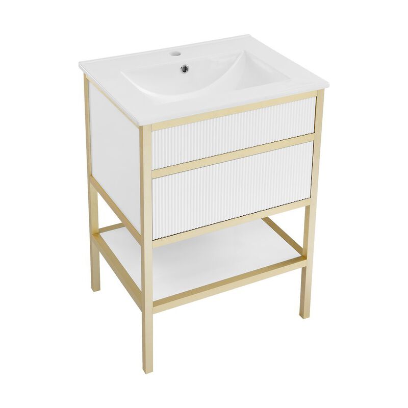 Cache 24" Freestanding Bathroom Vanity in White with Sink Top image number 8