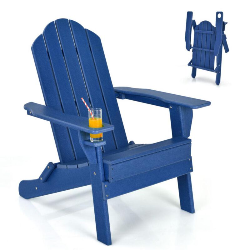 Hivvago Foldable Weather Resistant Patio Chair with Built-in Cup Holder
