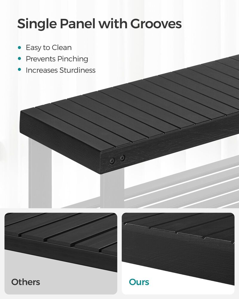 Shoe Bench with 3 Wicker Tiers &ndash; Compact Storage Rack with Seat for Bedroom, Entryway or Closet Use