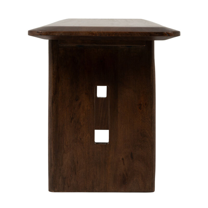 Acacia Wood Rectangular Bench, Walnut Finish image number 5