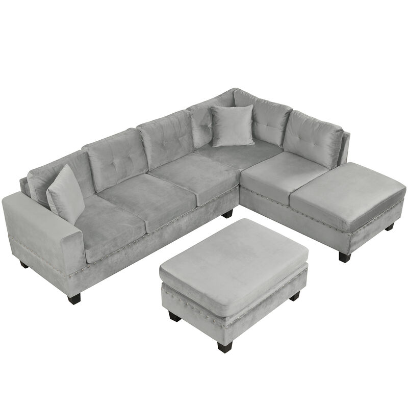 Merax Modern Sectional Sofa with Storage Ottoman