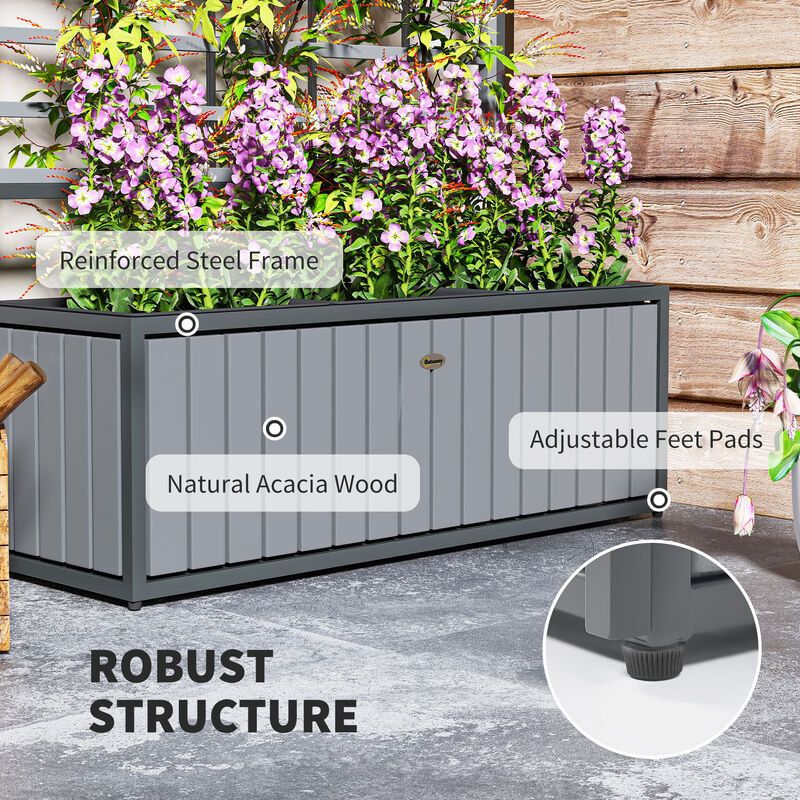 Hivvago Elevated Wooden Planter with Trellis and Pots image number 4