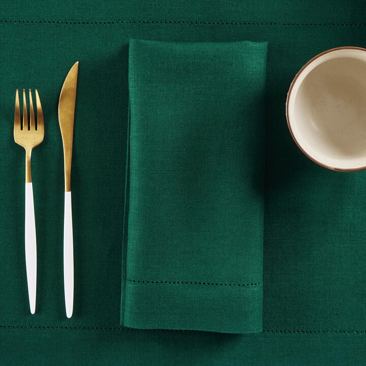 Solino Home 100% Pure Linen Dinner Napkins Set of 4 - Medium Weight Hemstitch