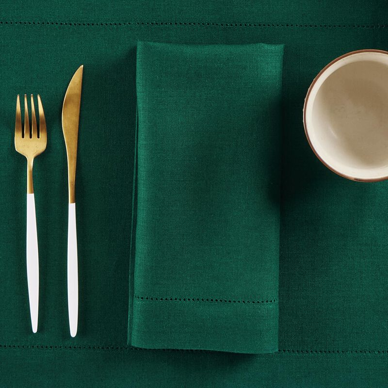 Solino Home 100% Pure Linen Dinner Napkins Set of 4 - Medium Weight Hemstitch