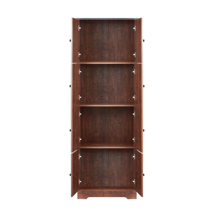 Streamdale 4-Door Walnut Cabinet for Living Room, Kitchen, Office