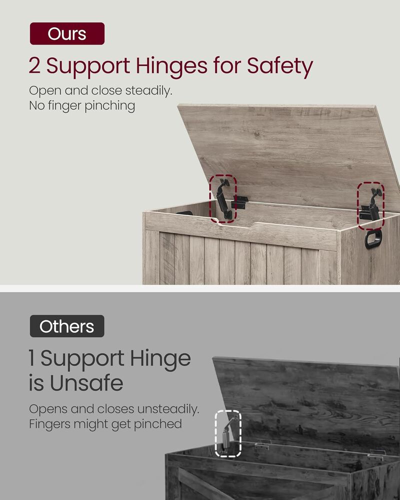 Storage Chest, Storage Bench, Entryway Bench with 2 Safety Hinges, Shoe Bench, Farmhouse Style