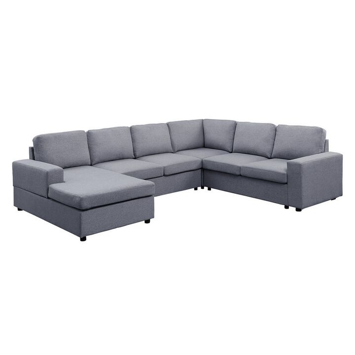 Archer 121 Inch Modular Sectional Sofa with Reversible Chaise, Light Gray-Benzara