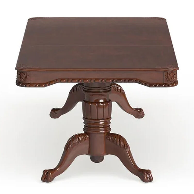 Mina Dining Table, 71-89 Inch Extendable Rectangular Top, Cherry Brown - Benzara