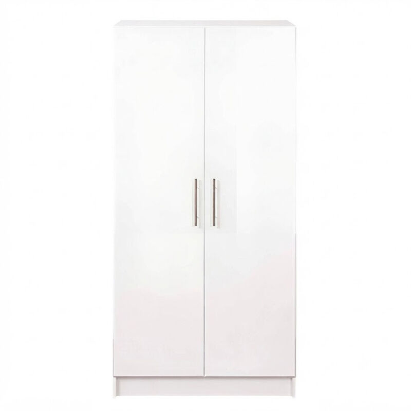 Wood Grain Wardrobe Closet &ndash; Bedroom Storage Armoire with Hanging Rail and Doors image number 0