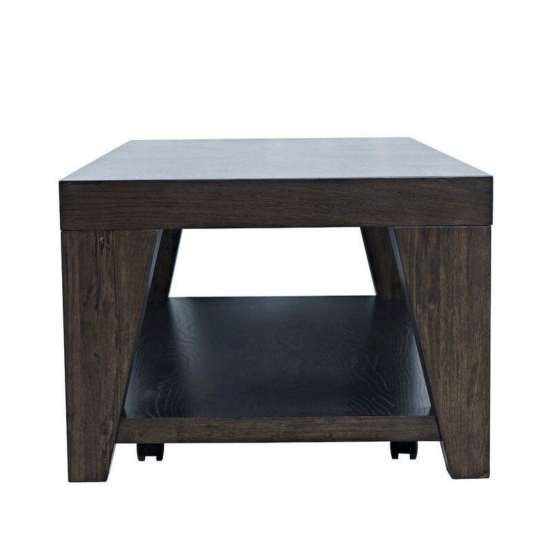 Jofran Modern Contemporary 50 Coffee Table with Storage Shelf and Hidden Casters