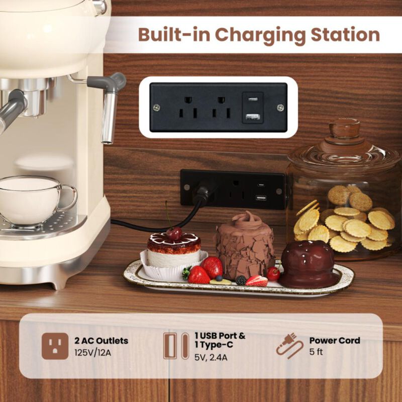 Hivvago 66 inch Pantry Cabinet with Charging Station and Microwave Stand