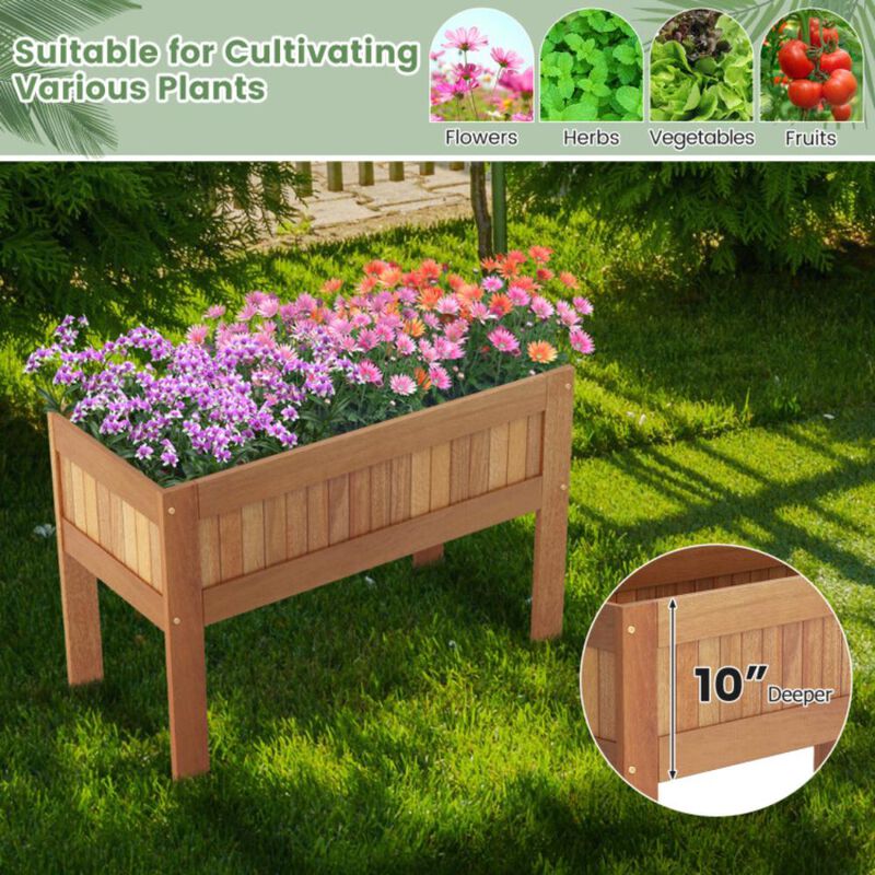 Hivvago Wooden Raised Garden Bed Solid Wood Elevated Planter Box with Legs