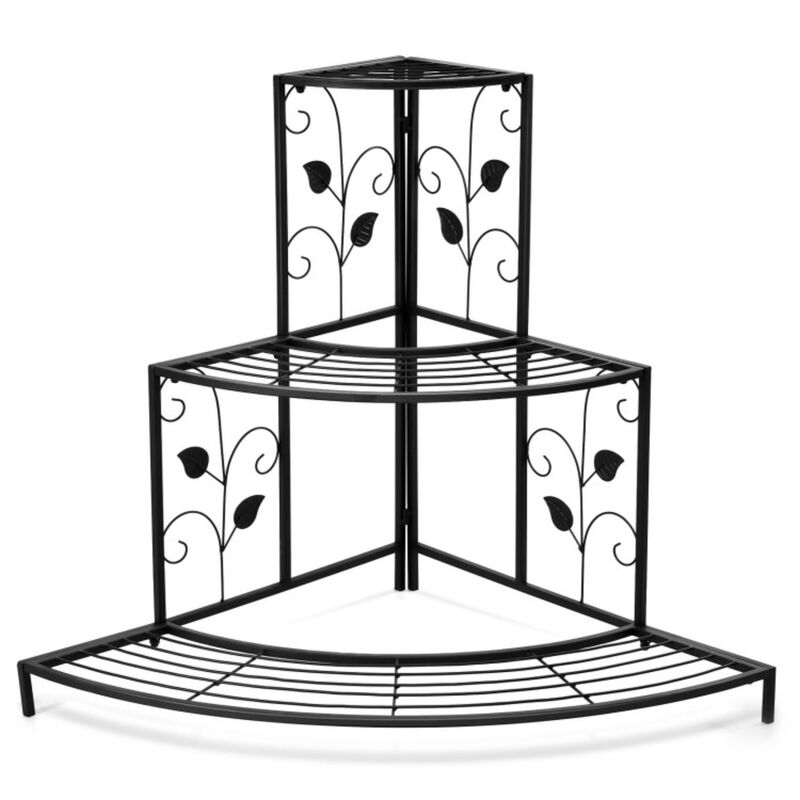 Hivvago 3 Tier Floral Corner Metal Plant Pot Rack