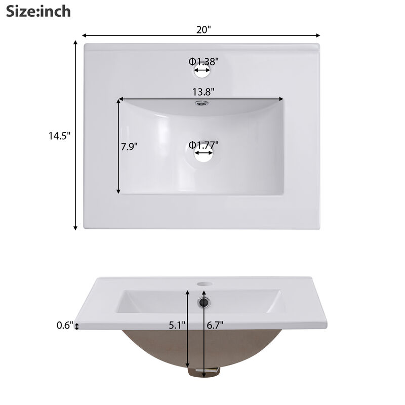 ELEMENT ACE Modern Compact Bathroom Vanity Cabinet with Ceramic Basin and Ample Storage Space image number 9