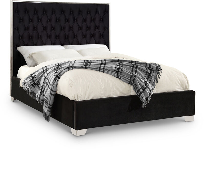 Meridian Furniture Lexi Black Velvet Queen Bed