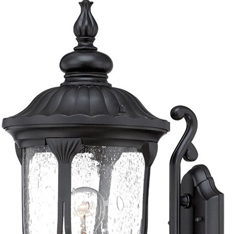 Hivvago XL Matte Black Cast Aluminum Glass Lantern Wall Light