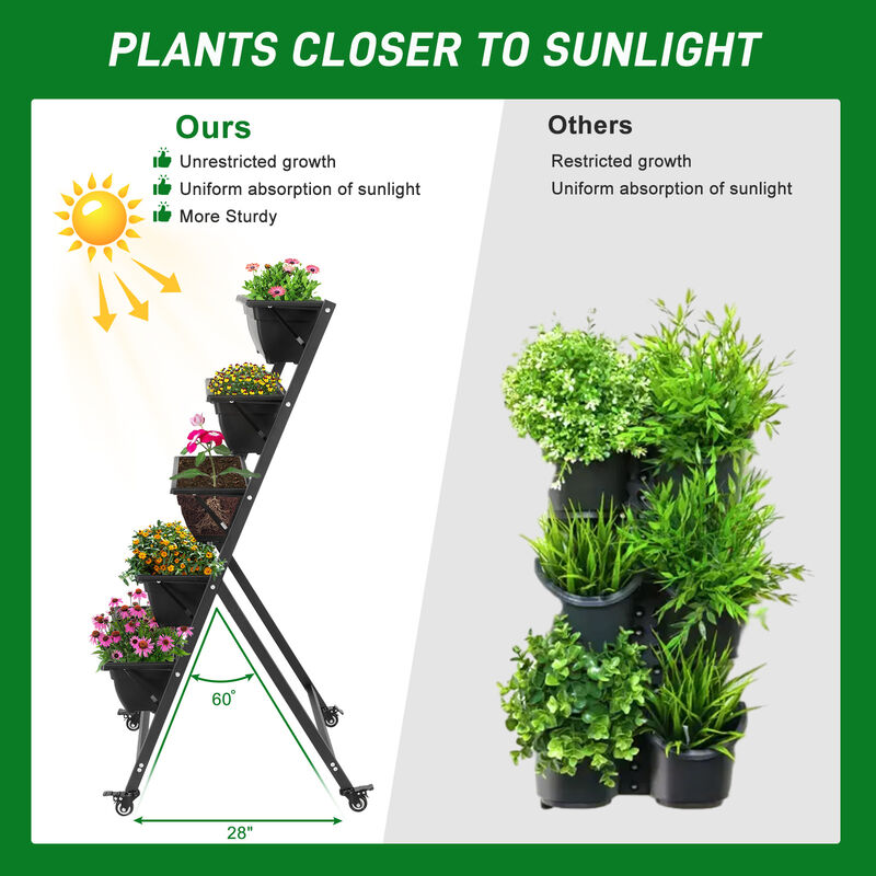 5-Tier Vertical Garden Bed, Space-Saving Raised Planter for Vegetables, Flowers & Herbs