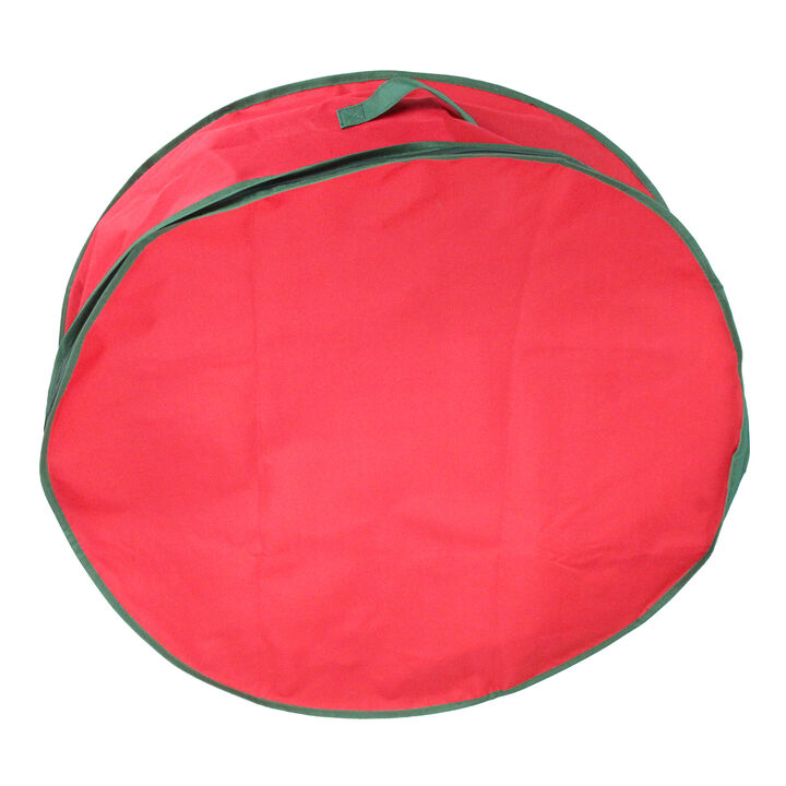 36" Red and Green Christmas Wreath Storage Bag