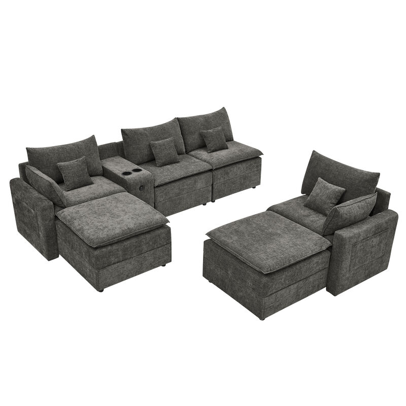 Gukkok 143.8" Spacious U-Shaped Modular Sectional Sofa image number 3