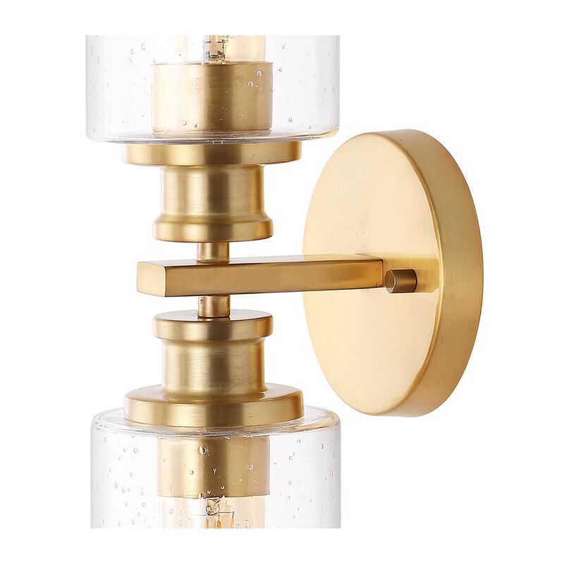 Jules Edison Cylinder Iron/Seeded Glass Farmhouse Contemporary LED Wall Sconce