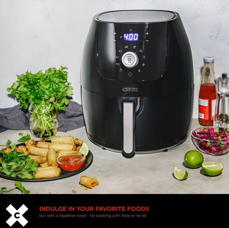 CRUX Digital Air Fryer, 1700 Watts, 6 Quart, Carrying Handles, Energy Efficient, Non-Stick, Black image number 2