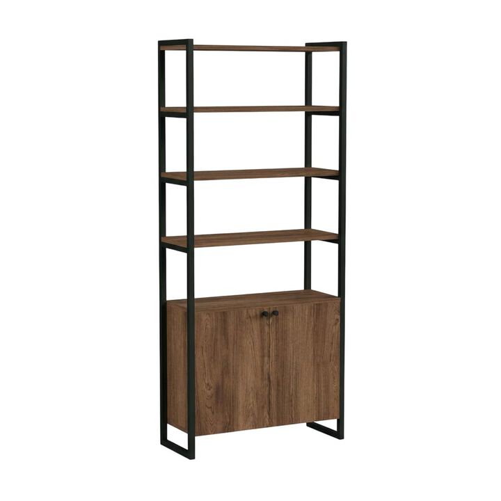 Butler Specialty Drake 73" Two Door Walnut Bookcase Etagere, Medium Brown