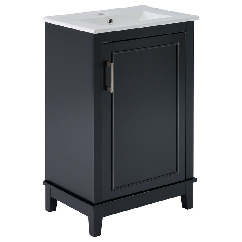 Whisen 20" Bathroom Storage Cabinet Bathroom Vanity with Ceramic Sink and Soft Close Door