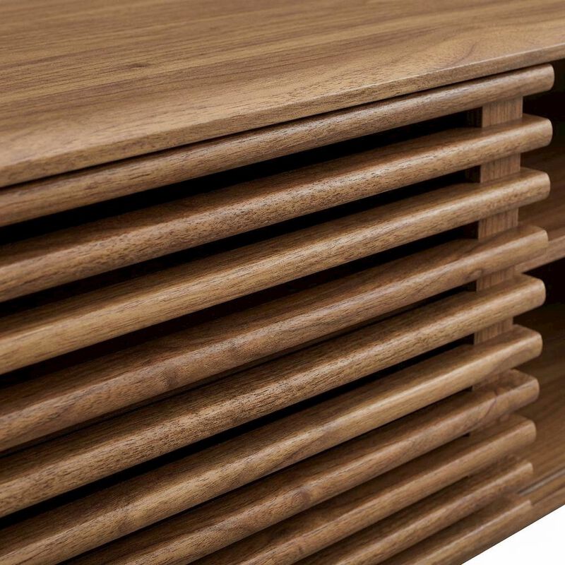 Brown wood wall-mounted media console with sleek design and sturdy construction image number 5
