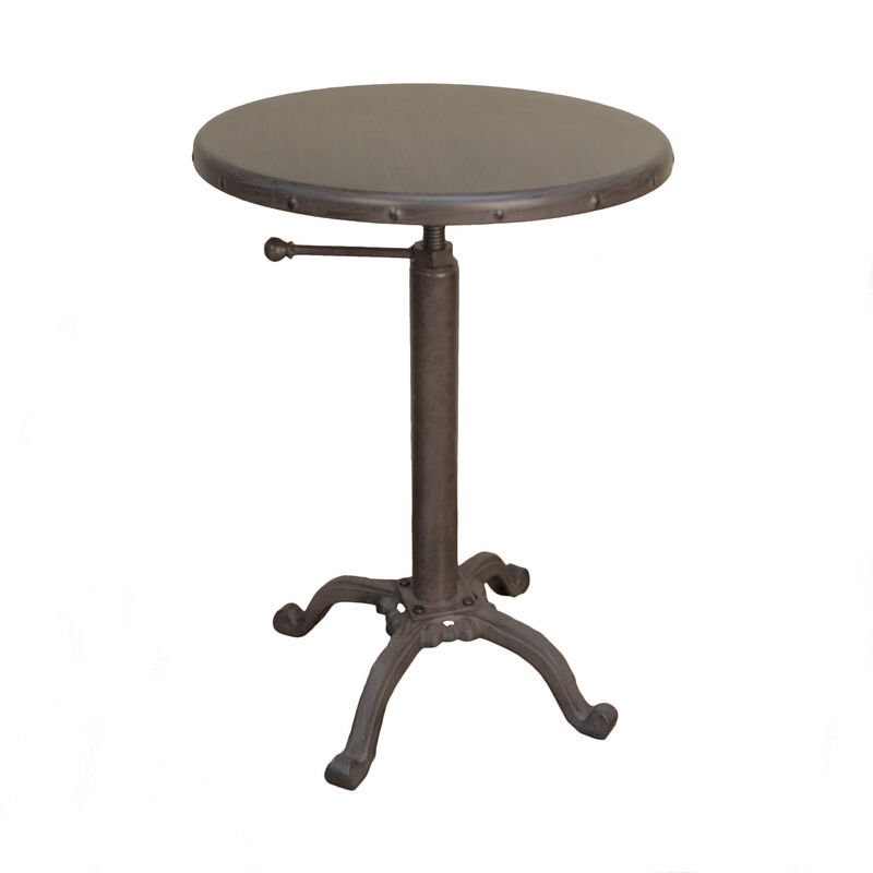 Industrial Iron Round End Table, Sturdy Accent Table for Living Room or Bedroom