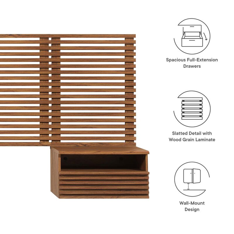 Modway - Render Wall Mount King Headboard and Modern Nightstands image number 4