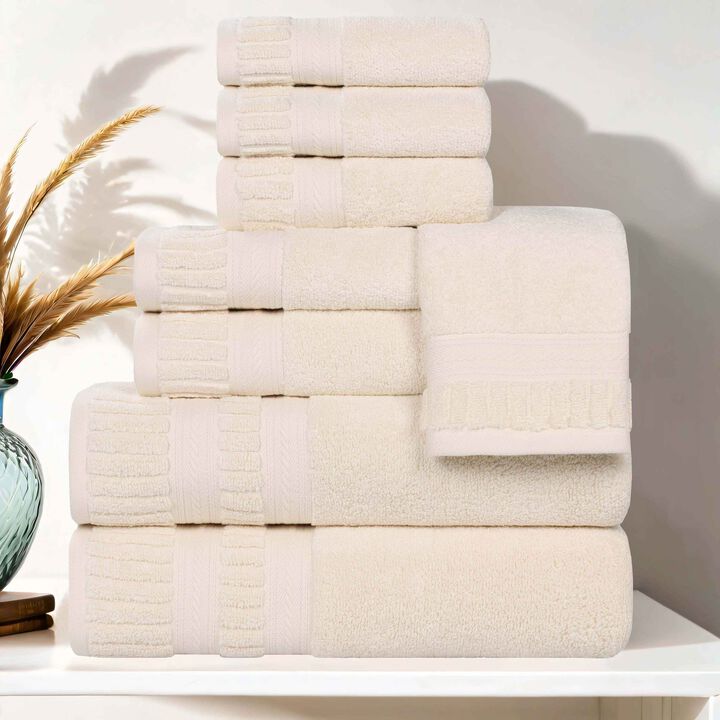 8 Piece Zero Twist Cotton Bath Towel Set Plush Quick Dry Towels