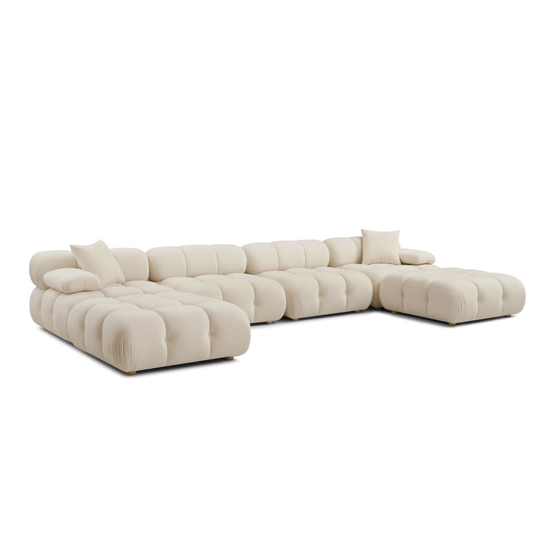 Calliope Cream Performance Velvet 6-piece Modular U-Sectional image number 0