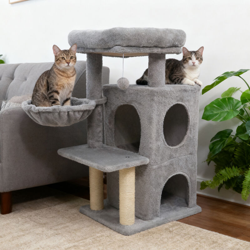 33.5" Cat Tower with 2-Tier Condo and Comfortable Padded Top Perch image number 6