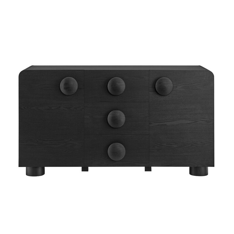 Modway Sonnet Retro Curved Sideboard in Black &ndash; 57 Inch Modern Buffet Cabinet with Circle Knobs &ndash; Credenza Cabinet with 3 Drawers &ndash; TV Stand Media Cabinet for Living Room, Home Office, Lounge Area image number 7