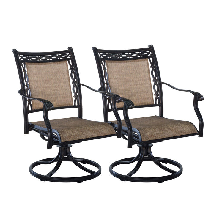 MONDAWE Aluminum Outdoor Patio Swivel Dining Arm Chair (Set of 2), Brown