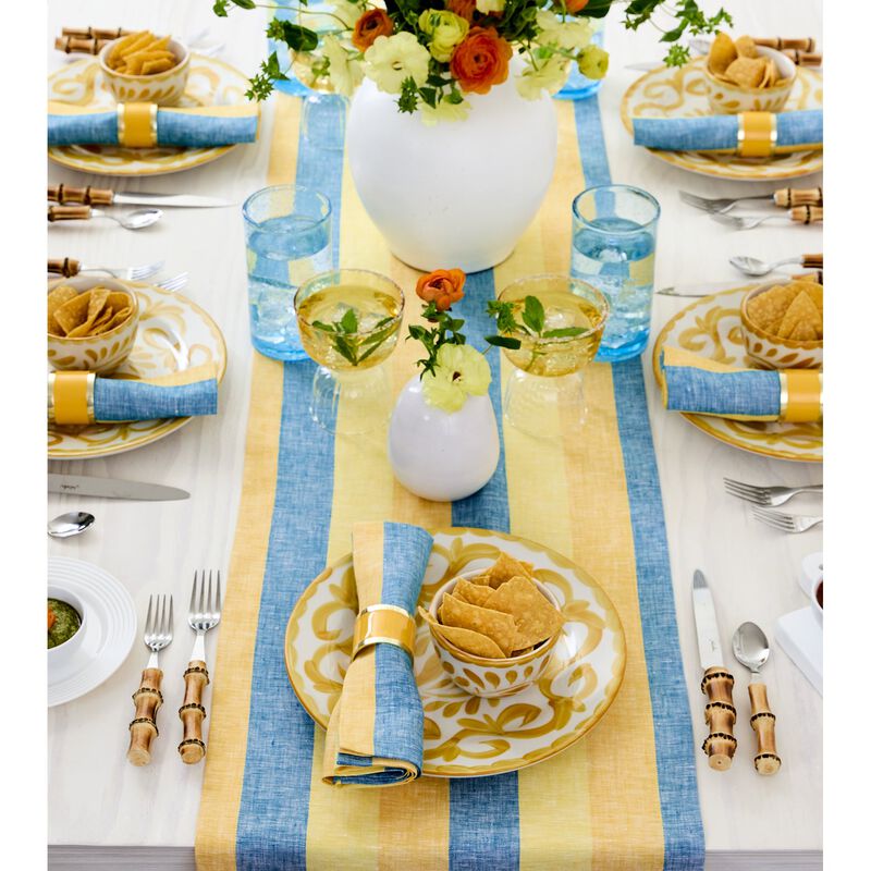 Solino Home Cabana Stripe 100% Linen Table Runner &ndash; Handcrafted, Machine Washable, Perfect for Holiday and Everyday Dining