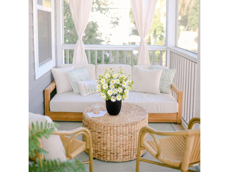 White Artificial Daisy Flowers Garden Porch Decor Pot 12 Inch image number 1