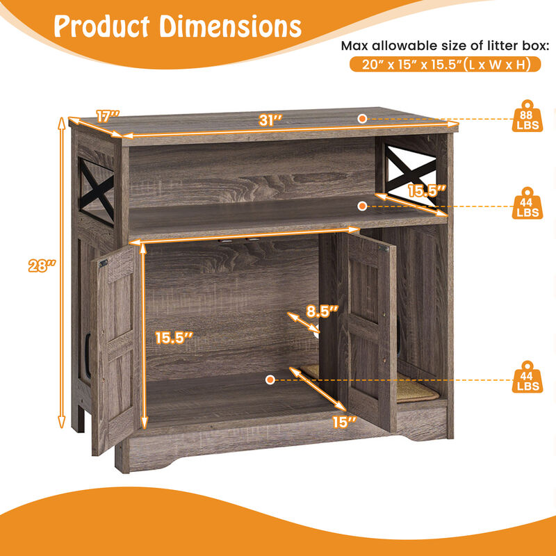 Modern Cat Litter Box Enclosure Hidden Cat Washroom Furniture with Storage Washroom Cabinet