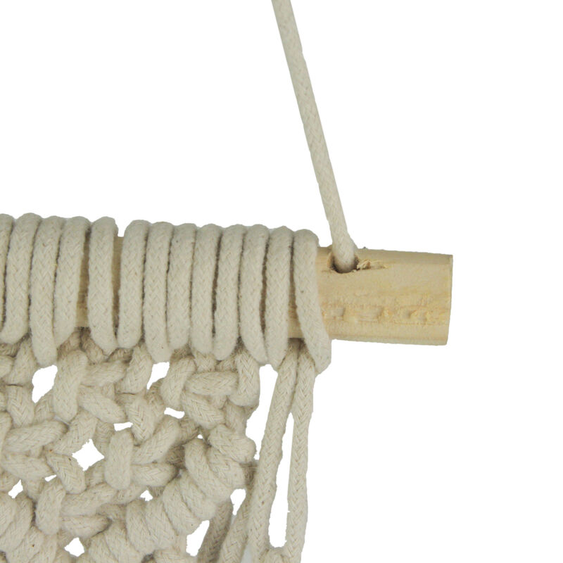 Hand Tied Macrame Bohemian Style Wall Pocket 27 Inches High Boho Decor image number 2