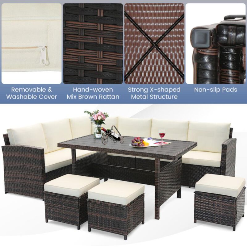 Hivvago 7 Pieces Wicker Patio Furniture Set