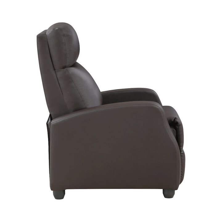 Lexicon Greenfield Faux Leather Push back Recliner in Dark Brown