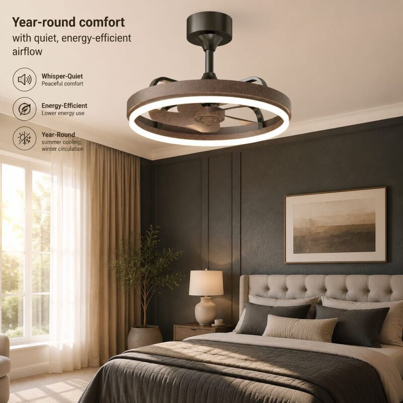 ELEMENT ACE Dimmable LED Ceiling Fan with Remote App Control, Quiet DC Motor, Six Speeds, Reversible Downrod Mount image number 4
