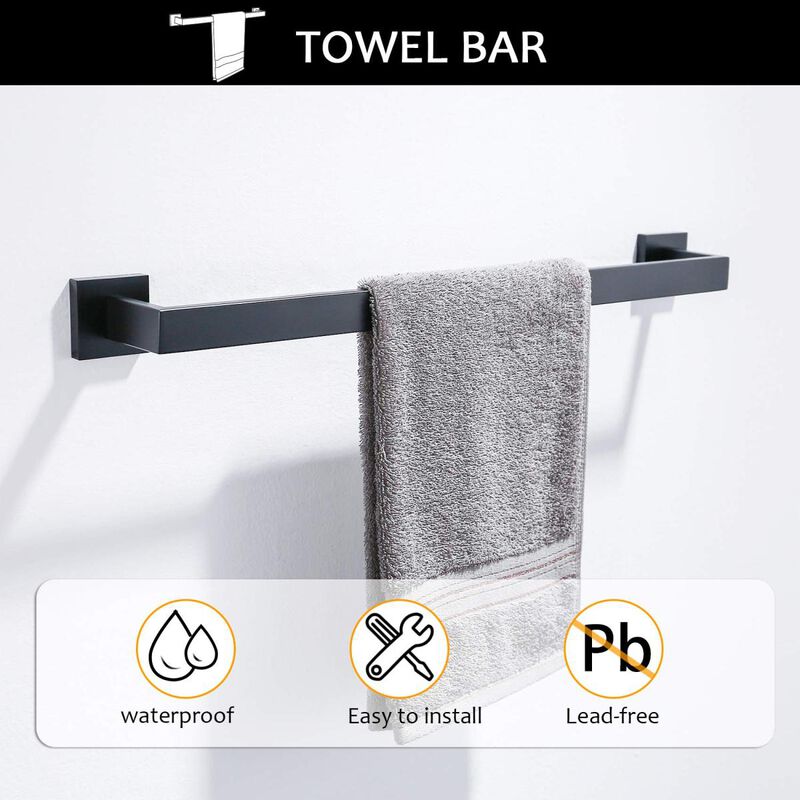 5 Pieces Bathroom Hardware Accessories Set Towel Bar Set Wall Mounted, Stainless Steel