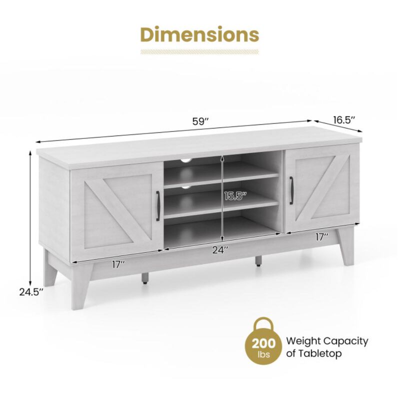 Hivvago Farmhouse TV Stand for TVs Up to 65 Inches with 2 Barn Door Cabinets