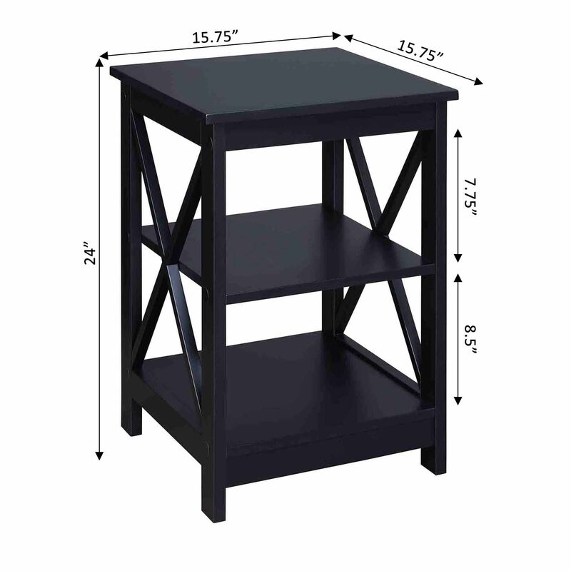 Convenience Concepts Oxford End Table 15.75"" - Modern Living Room Table with Storage Shelves, Transitional Nightstand Side Tabl