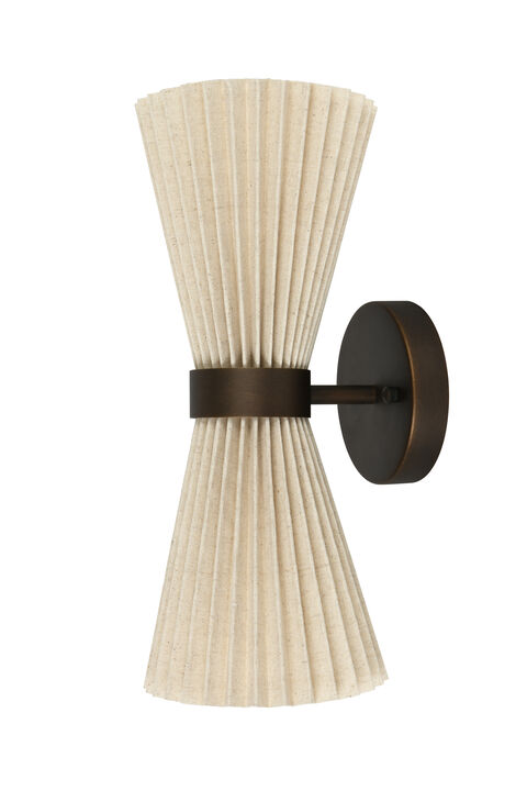 Beacon Lighting Amore 2-Light Wall Sconce with Linen Shades Modern Wall Lighting Fixture