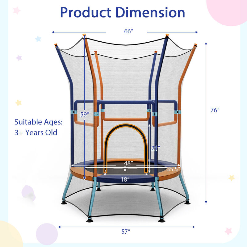 Children&rsquo;s Mini Trampoline, Enclosure Net with Foam Grip Handles image number 2