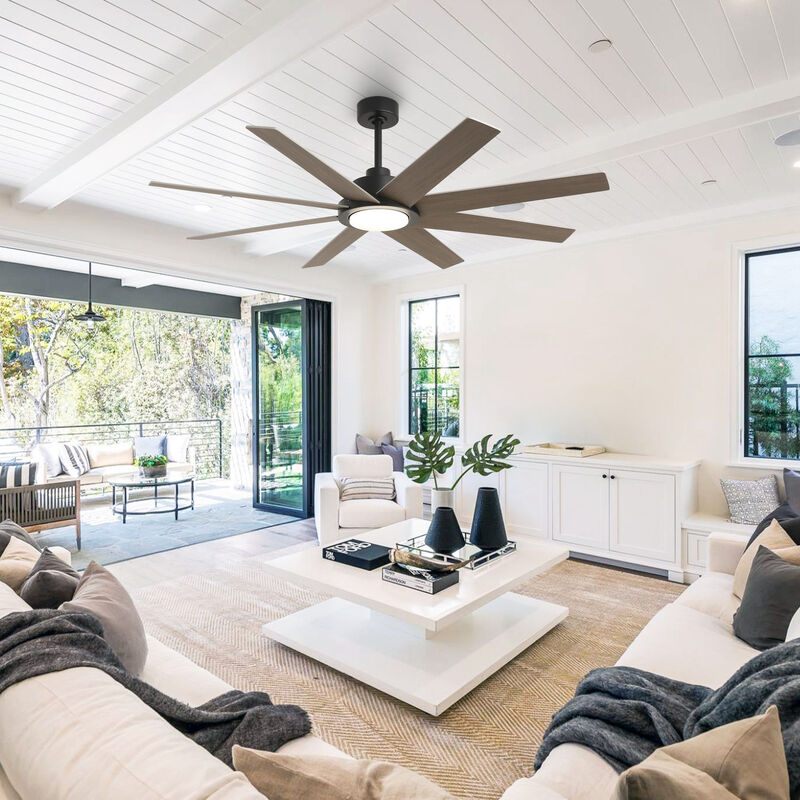 60 in. Matte Black Windmill Integrated LED Dimmable Ceiling Fan with Light and Remote