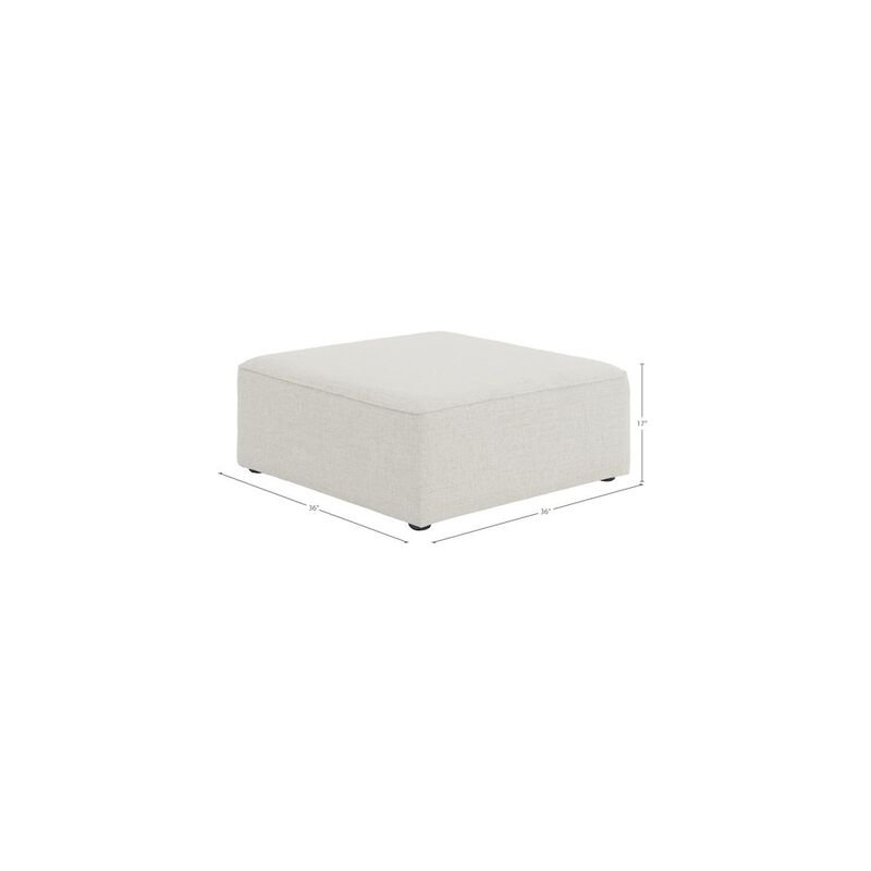 Meridian Furniture Cube Cream Durable Linen Textured Ottoman